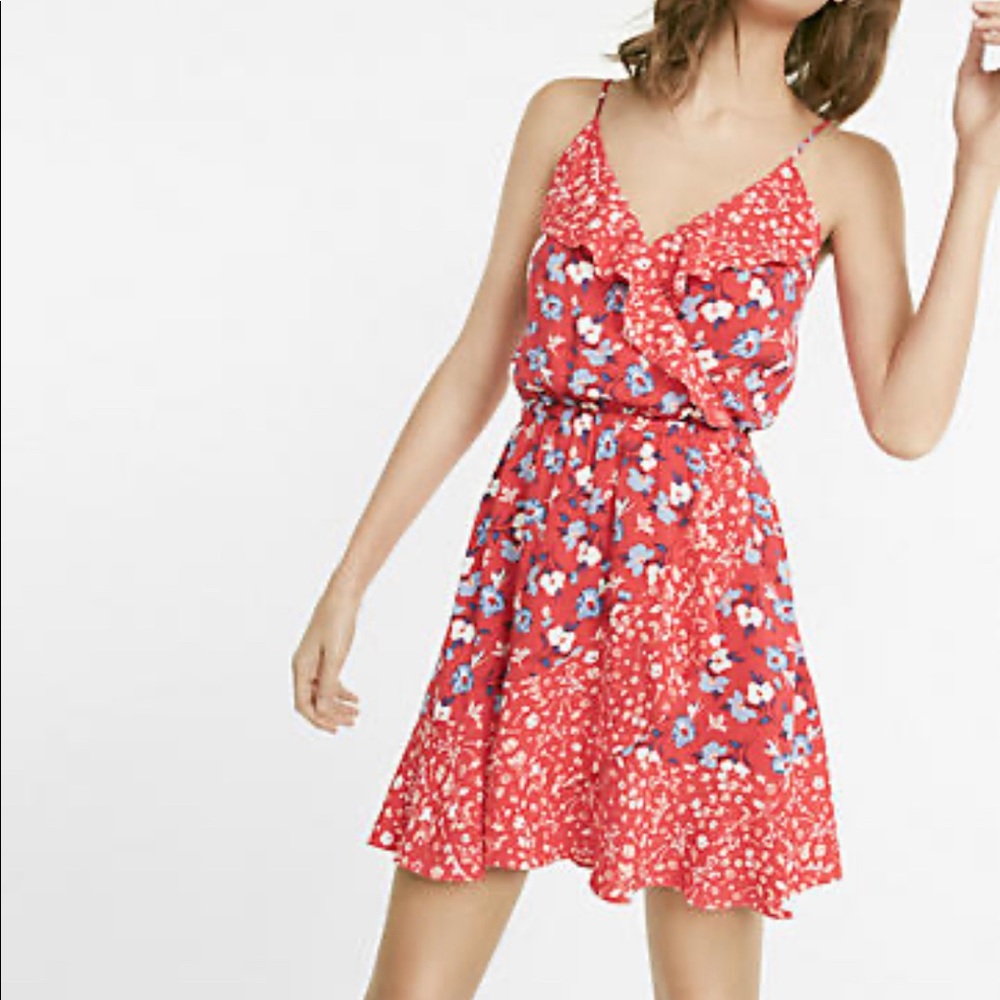 Express Red Floral Mini Dress